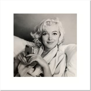 Reimagining the Past: Marilyn Monroe Holding an iPhone Posters and Art